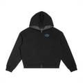 Blue Plaid Boxy Zip Hoodie