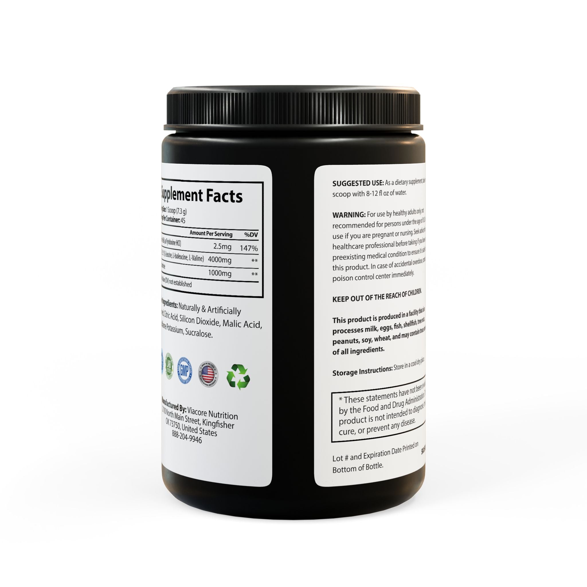 BCAA Supplement, WATERMELON (325g, 11.46oz, 45 servings)