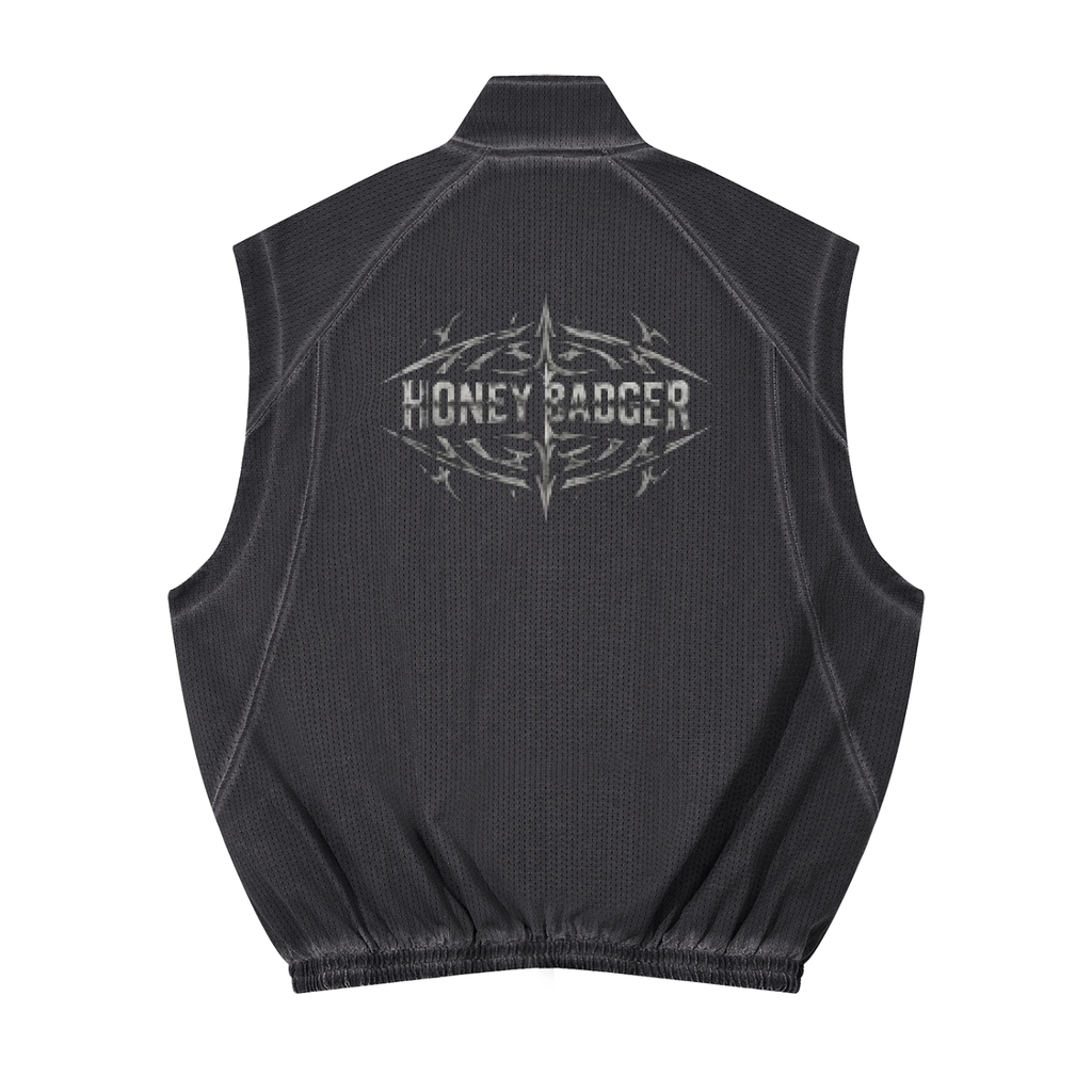 Y2K Vintage Wash Mesh Full-Zip Vest