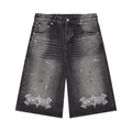 Y2K Black Denim Shorts (double logo)