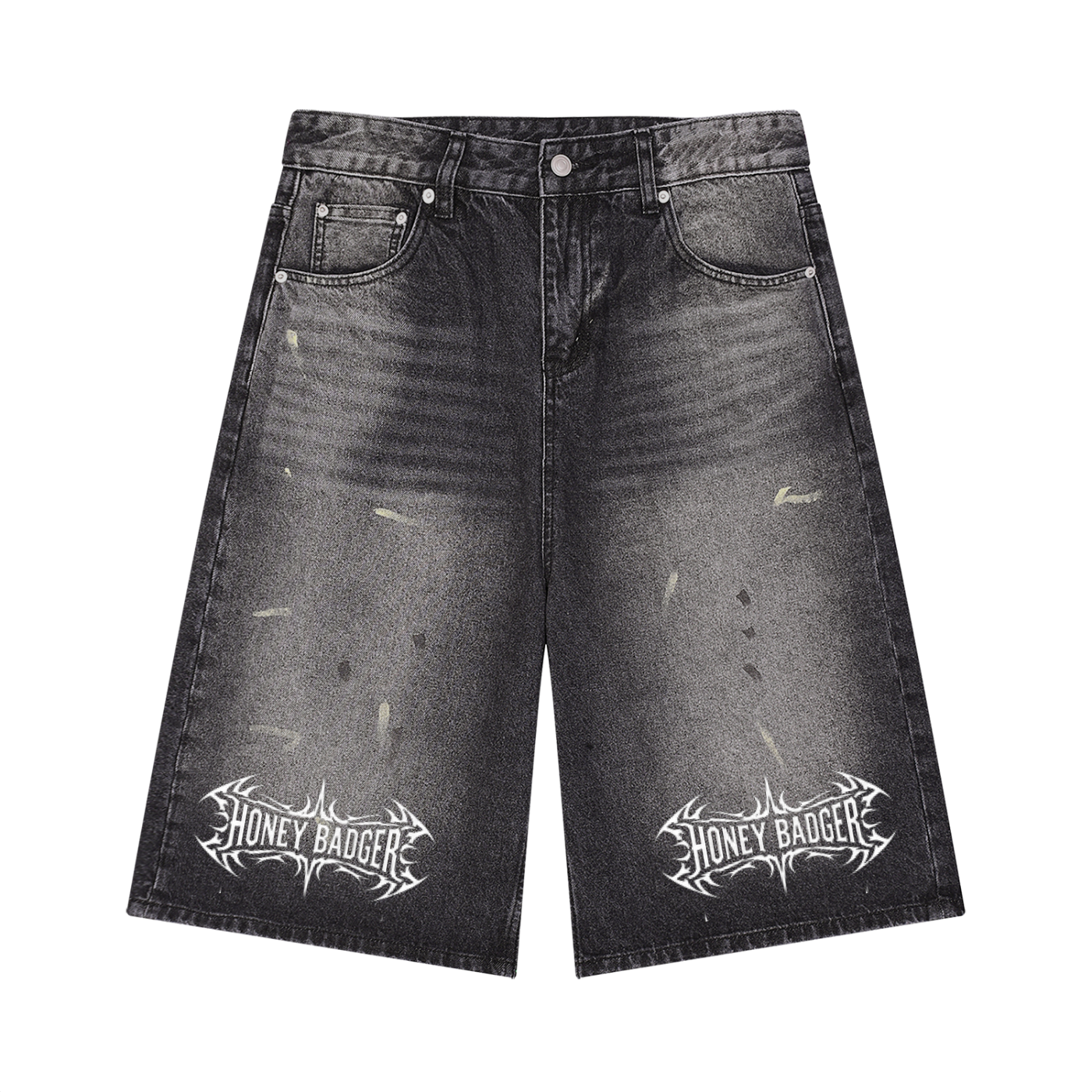 Y2K Black Denim Shorts (double logo)