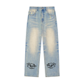 Sun Fade Raw Hem Denim Jeans