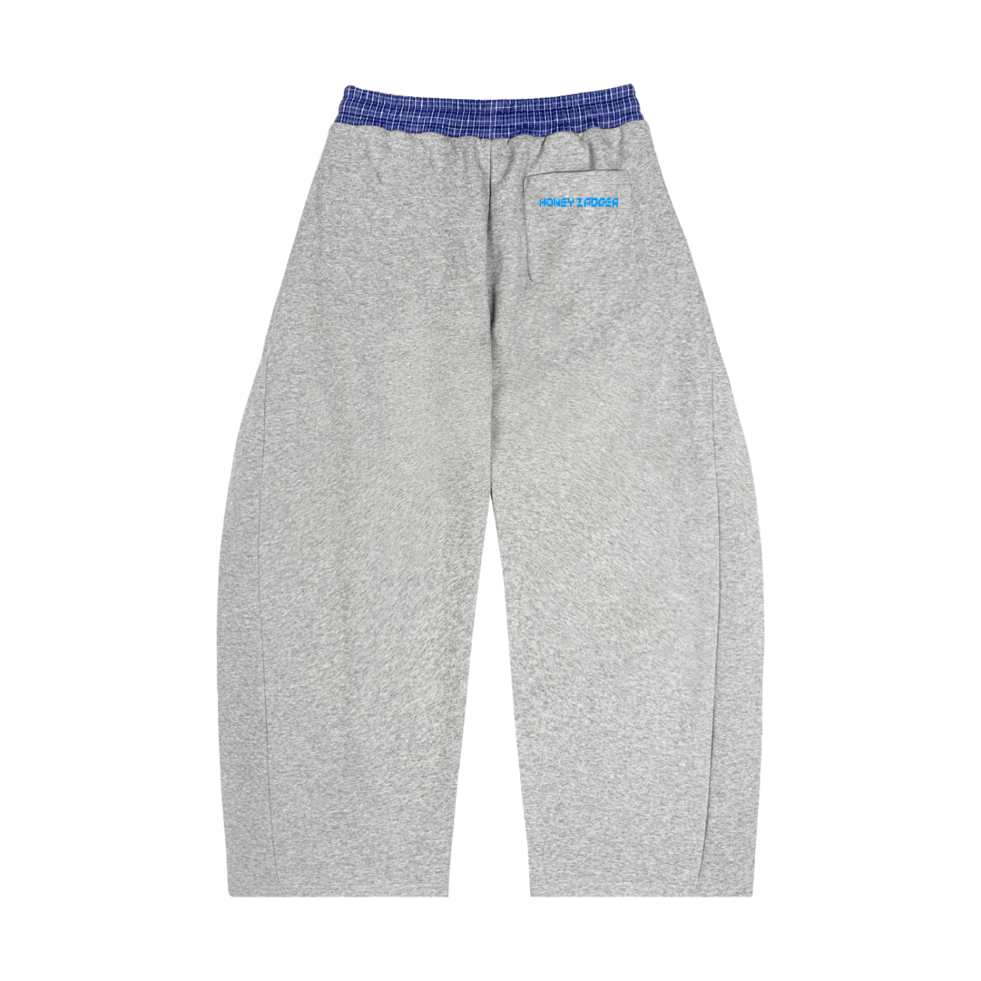 Blue Plaid Waistband Barrel Sweatpants