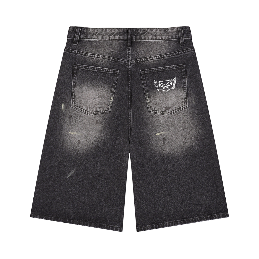 Y2K Black Denim Shorts (double logo)