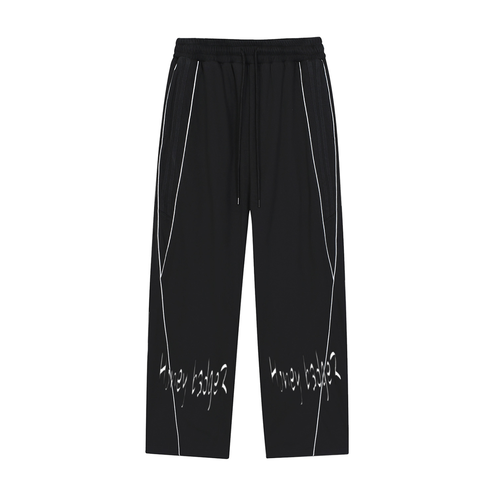 Striped-Leg Straight Sweats(Bottom Logo)
