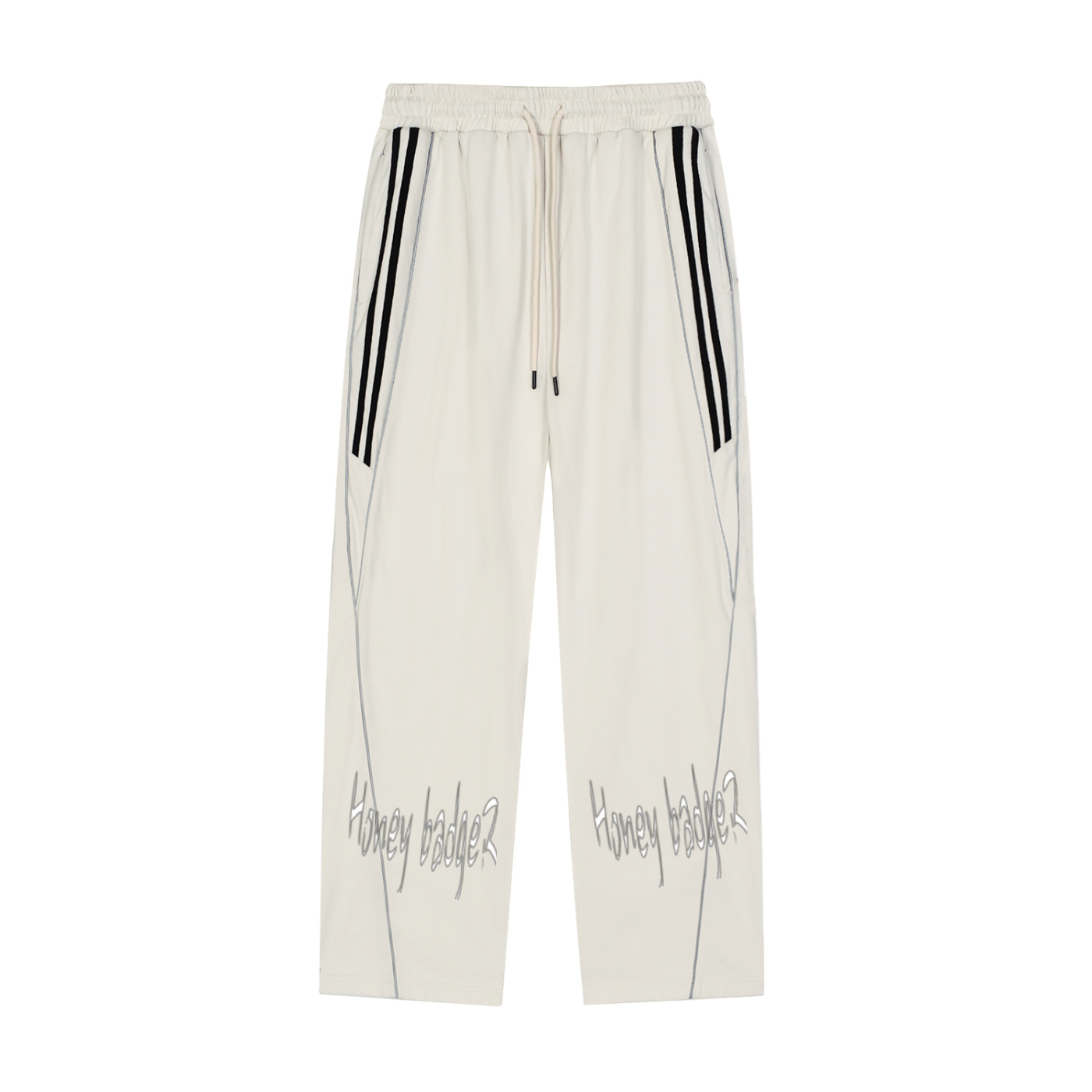 Striped-Leg Straight Sweats(Bottom Logo)