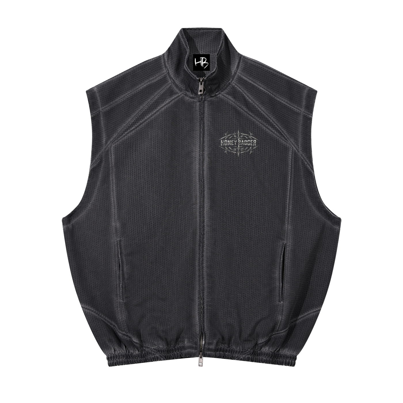 Y2K Vintage Wash Mesh Full-Zip Vest