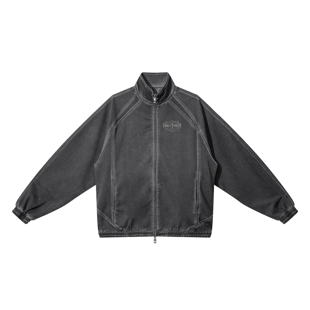 Y2K Vintage Wash Zip Mesh Jacket