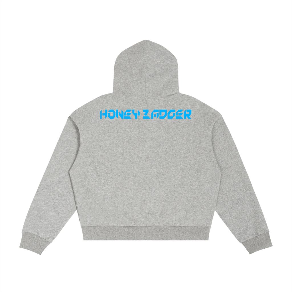Blue Plaid Boxy Zip Hoodie