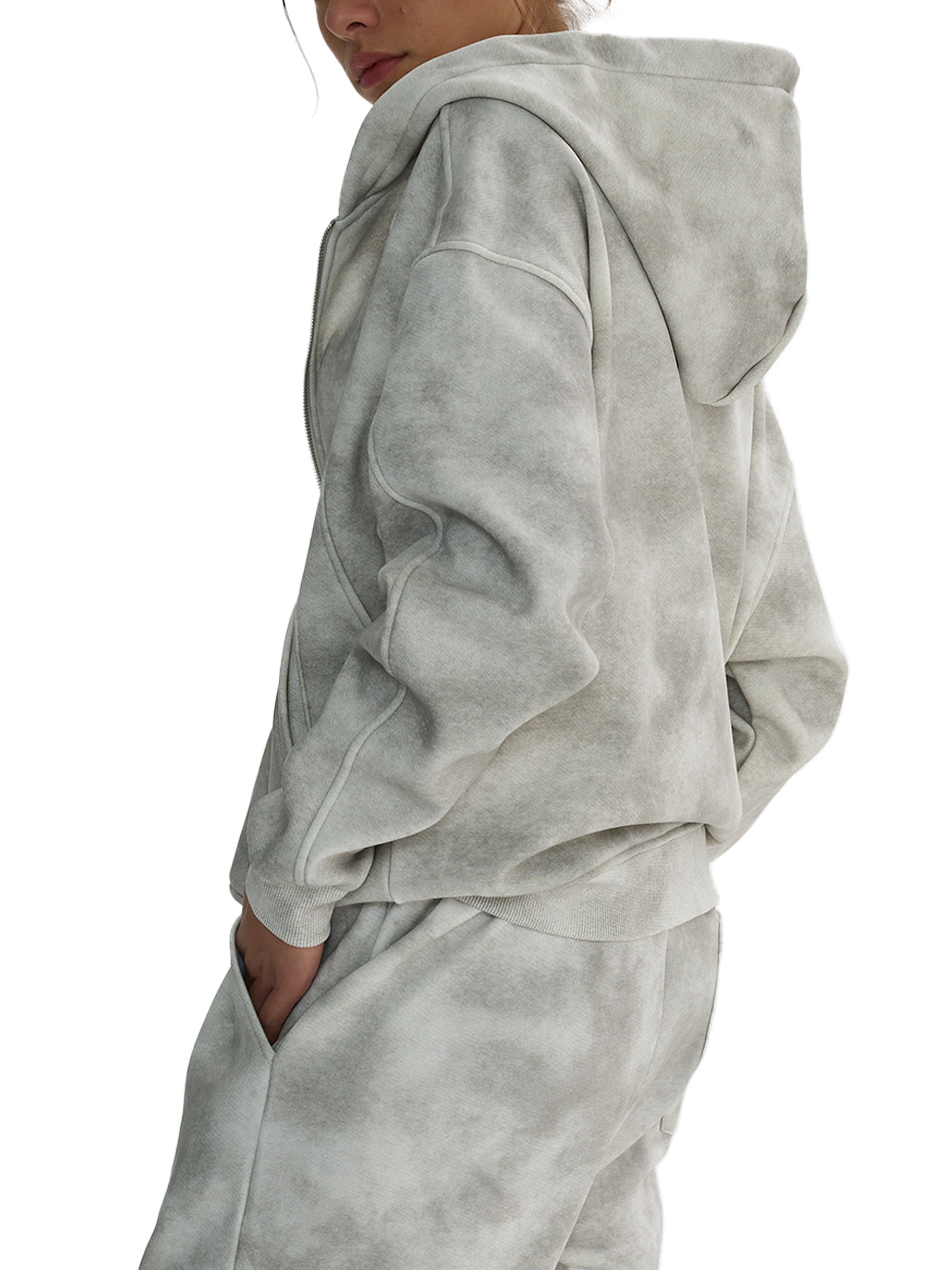 VENGEANCE Snow Washed Zip-Up Fleece Hoodie