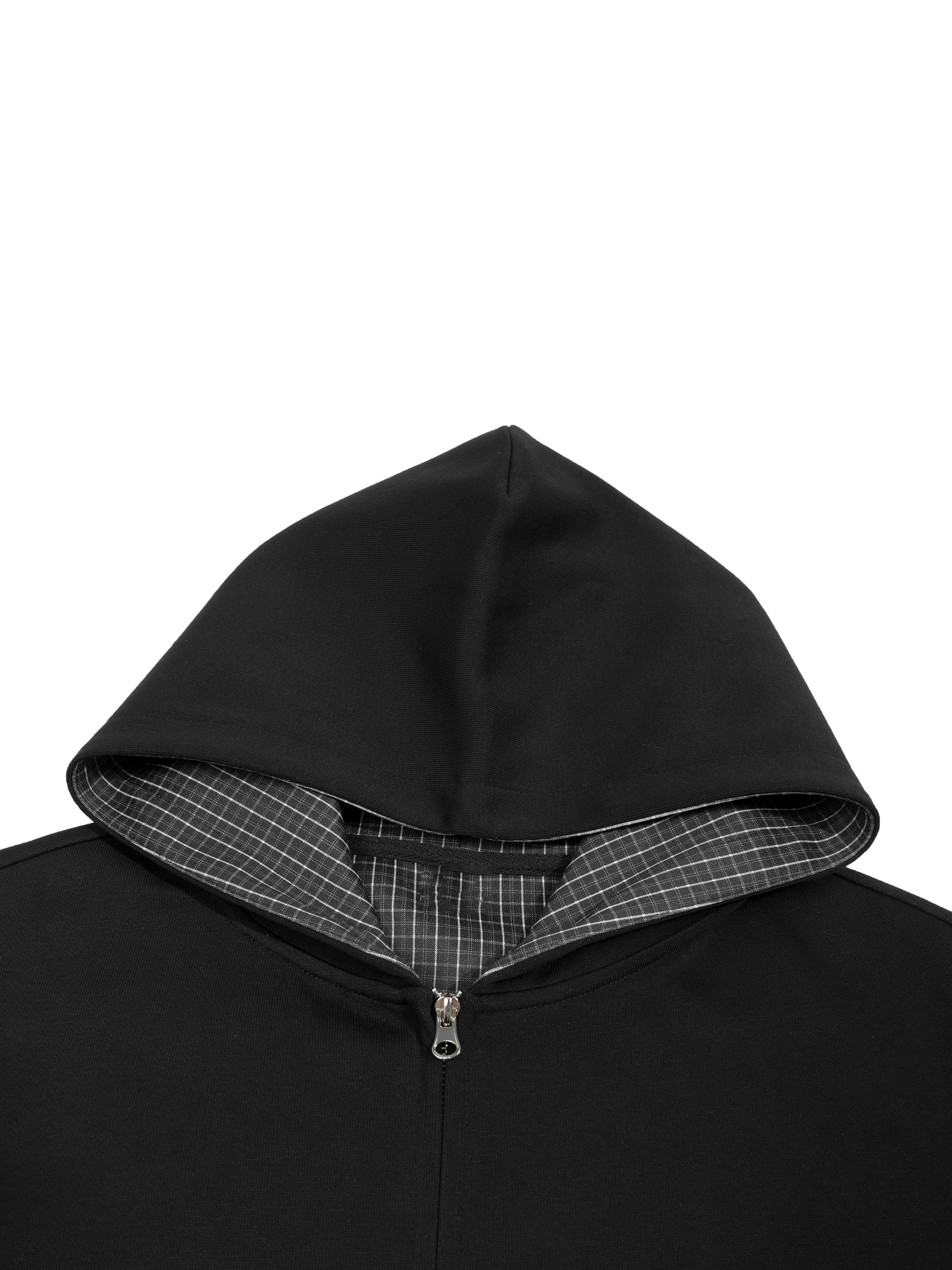 SHADOW Plaid Boxy Zip Hoodie